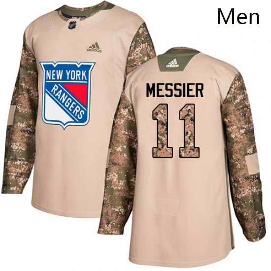 Mens Adidas New York Rangers 11 Mark Messier Authentic Camo Veterans Day Practice NHL Jersey